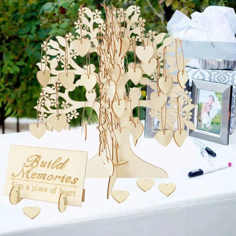 Livre d'or de mariage Arbre des vœux avec carte de message et nom