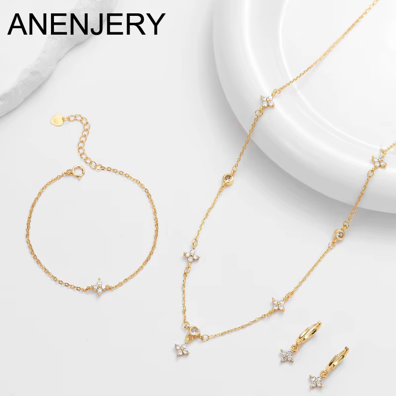ANENJERY – ensemble de bijoux en chaîne en Zircon pour femmes