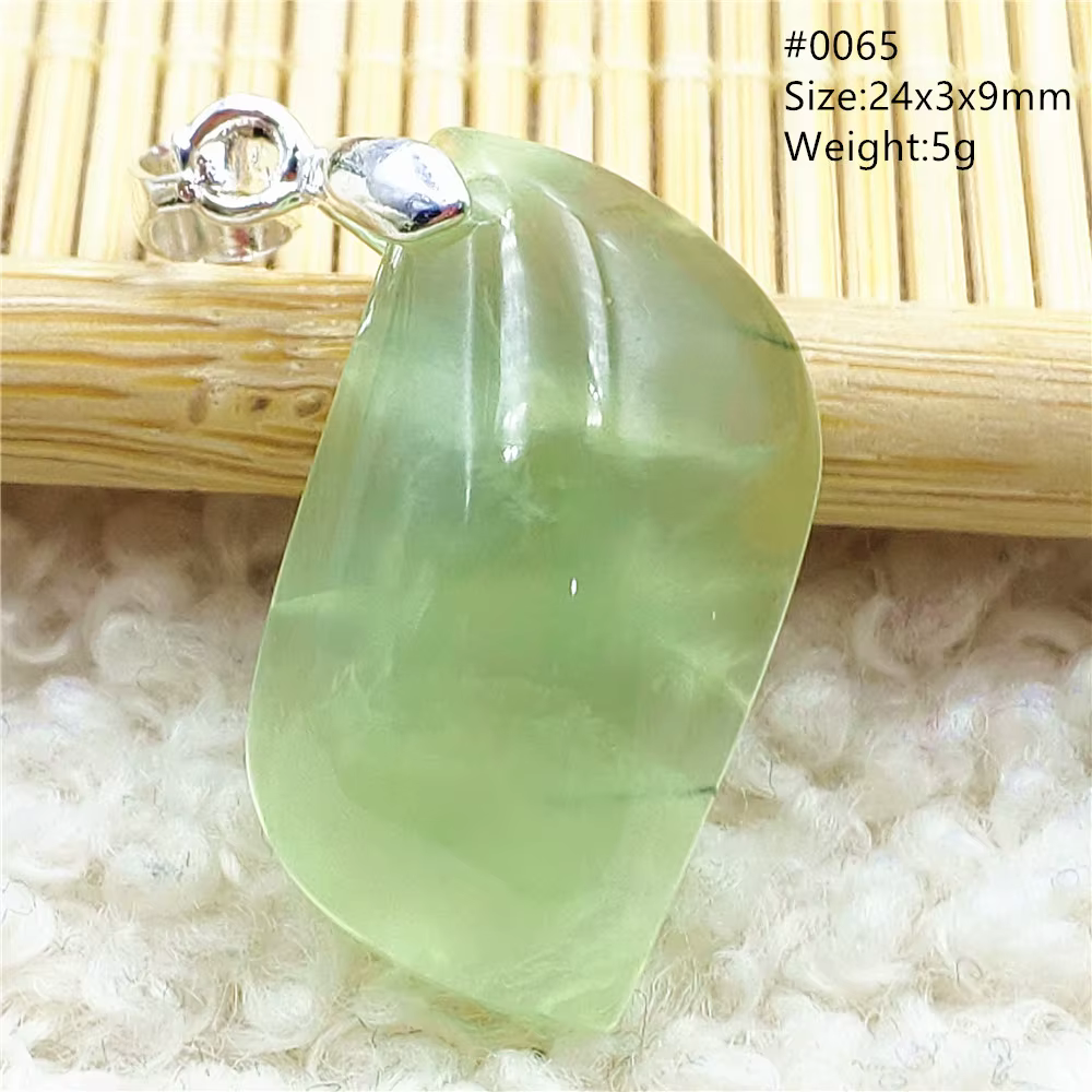 Pendentif en Perles de Préhnite Verte Naturelle