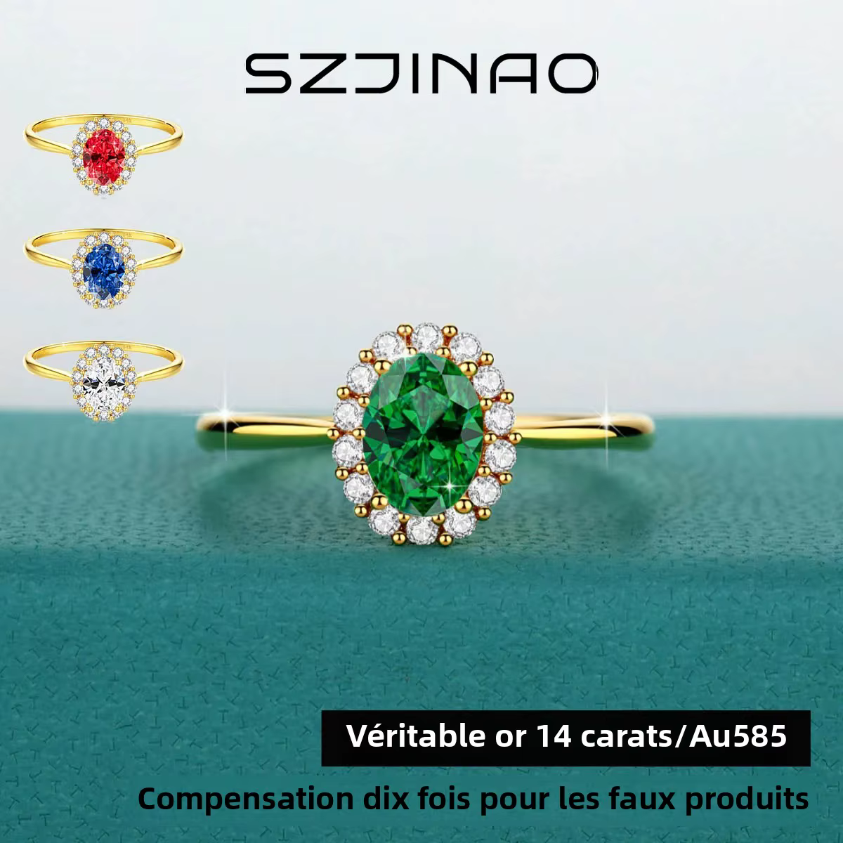 Bague de luxe en or 14K pour femmes