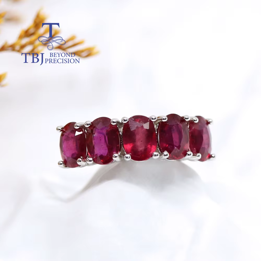 Bague en argent rubis rempli de pierres précieuses naturelles pour femmes