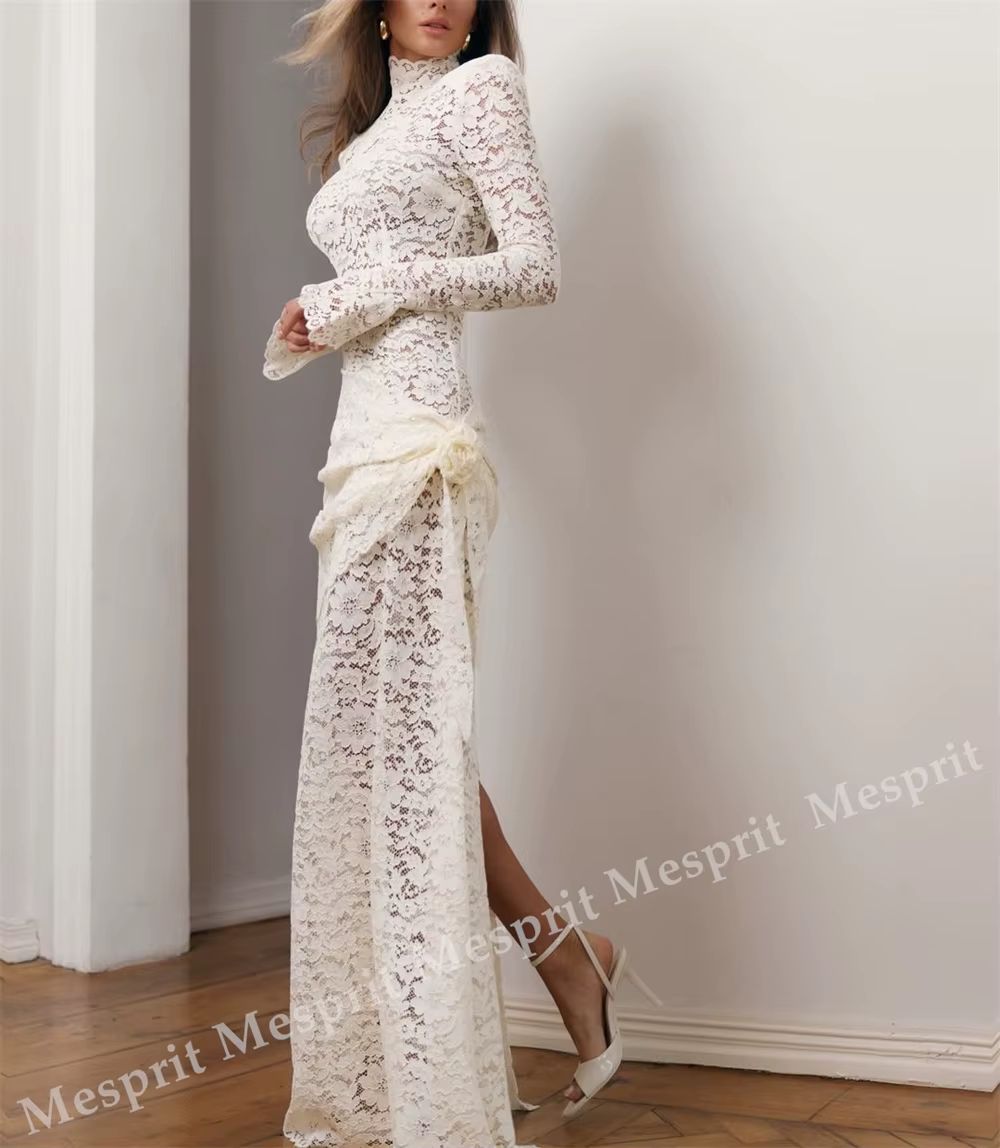 Robe de soirée élégante en dentelle personnalisée pour mariage