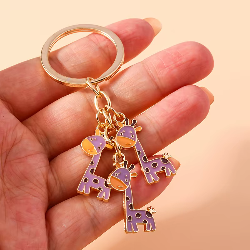 Porte-clés animaux girafe pour femmes et filles