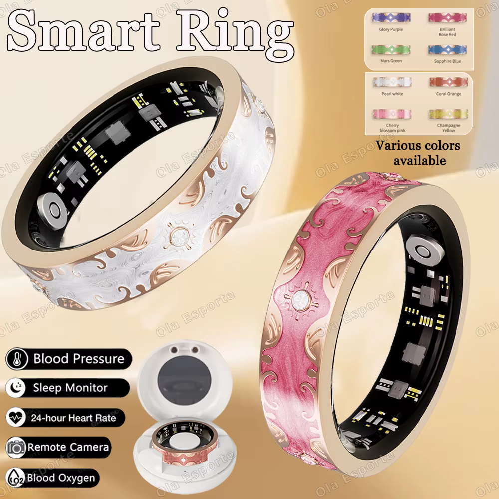 Nouveau diamant mode diverses couleurs disponibles femmes bague intelligente avec boîte étanche dame anneau fréquence