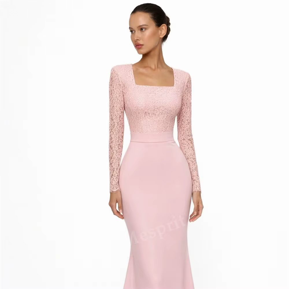 Robe de soirée de mariage personnalisée à manches longues