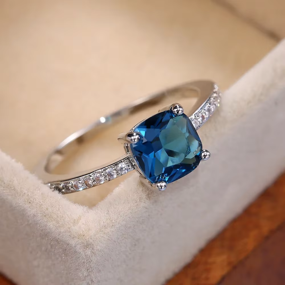 Huitan – bague de fiançailles série bleue pour femmes