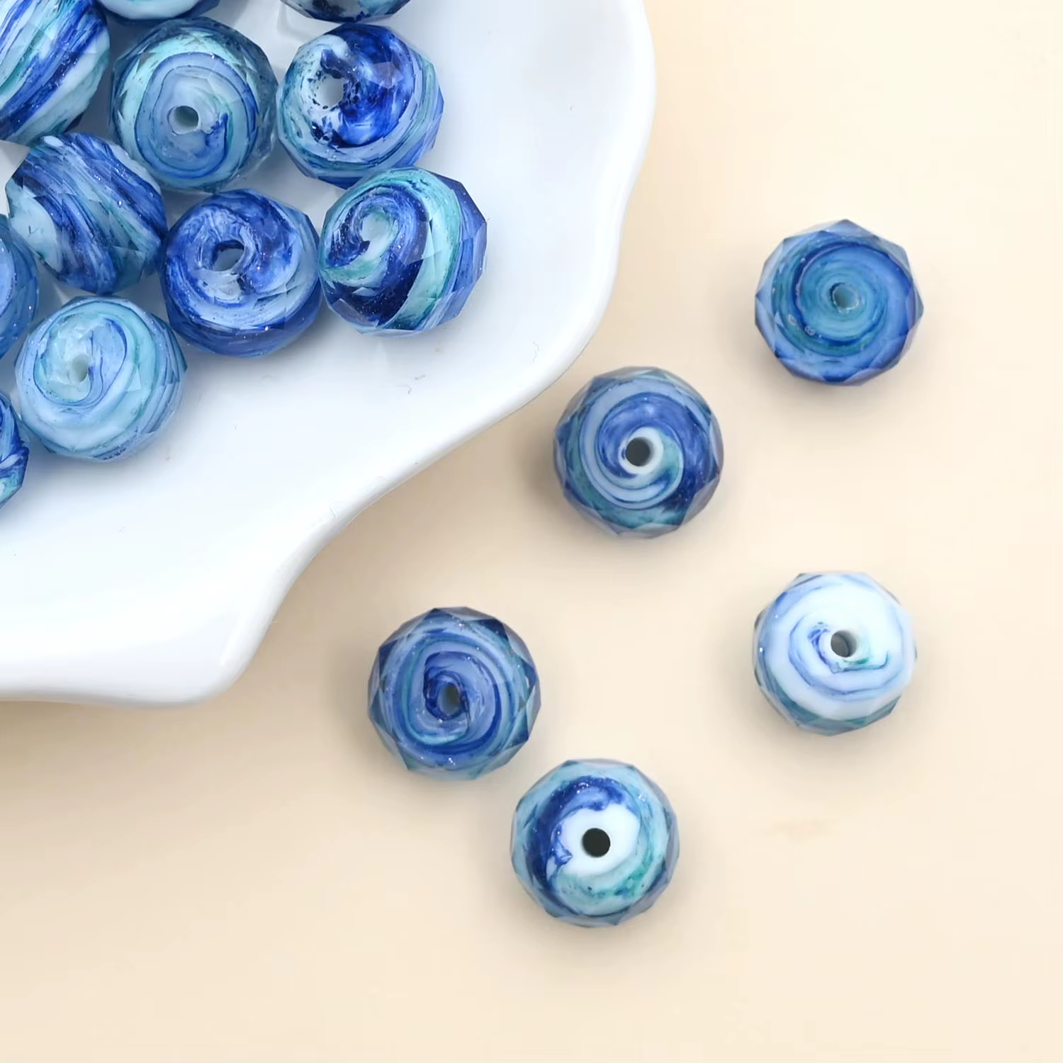 Perles en cristal de Murano bleu, verre à facettes, perles de chalumeau pour bijoux, breloque de direction, bracelet, collier, bricolage, accessoire fait main, 9x12mm