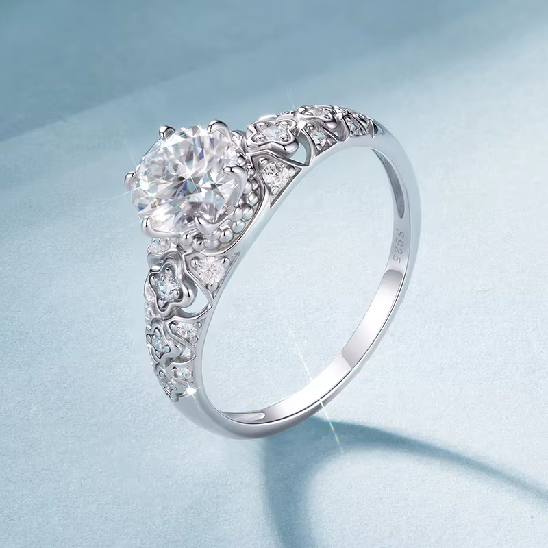 Bamoer – bague Moissanite U 1CT en argent Sterling 925