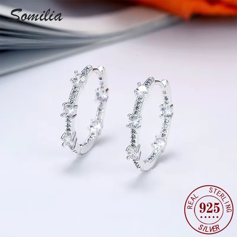 SOMILIA - Boucles d'oreilles pendantes rondes en argent sterling 925 avec inscription « infinite love », bijoux exquis pour femmes -2