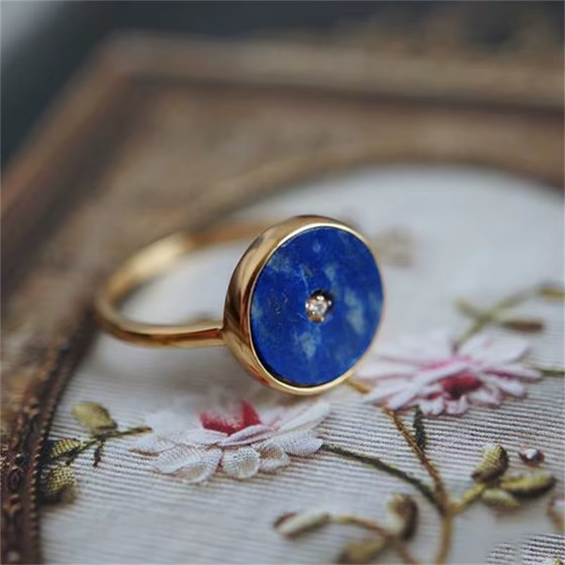 Bague géométrique Lapis Lazuli naturel pour femmes