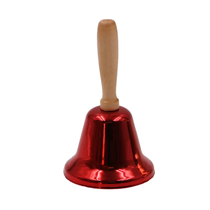 Attention festive cloche à main de noël manche en bois maternelle enfants anneau de Jingle