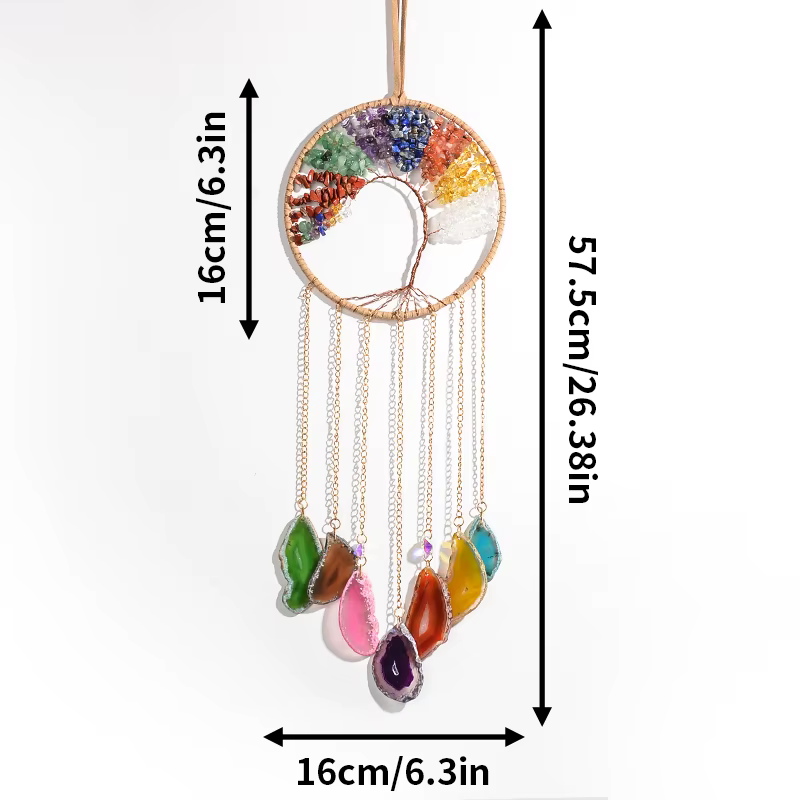 Arbre de vie 7 Chakra pierre capteur de rêves cristal de guérison cadeau