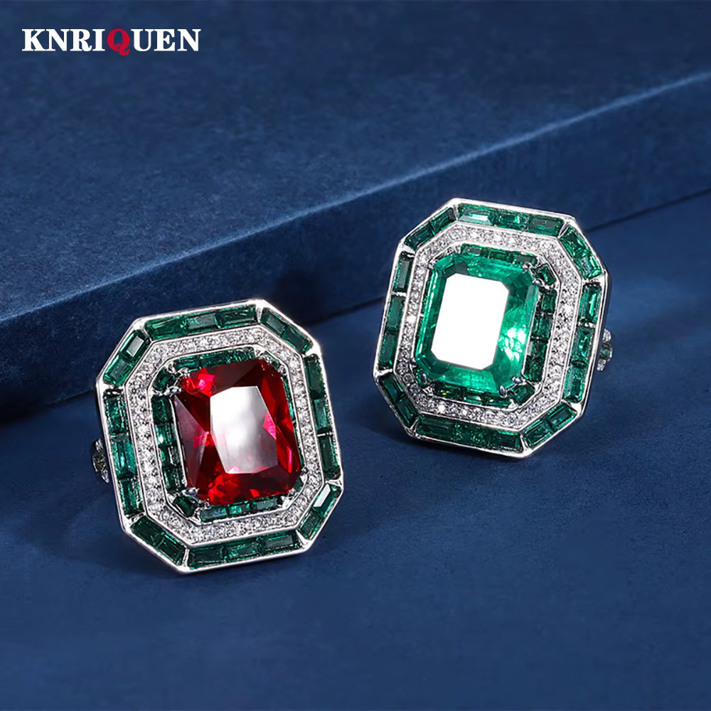 Bagues émeraude vintage en diamant de laboratoire