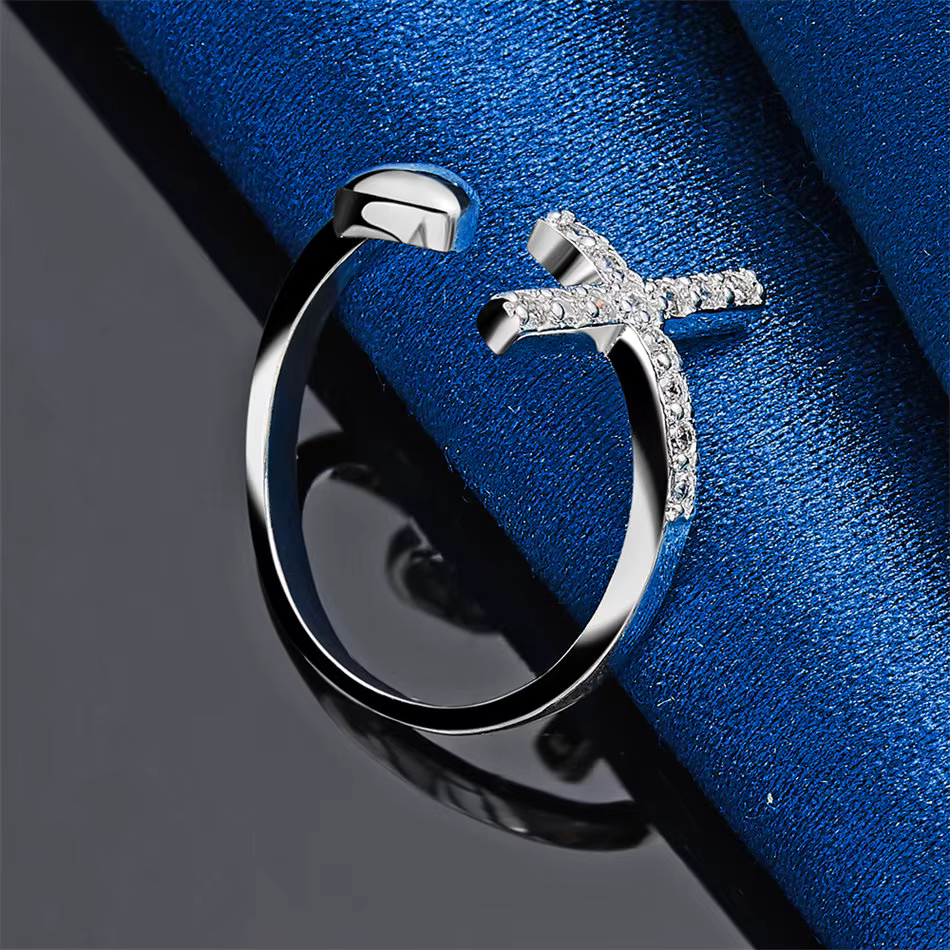Bague croisée exquise en argent sterling 925