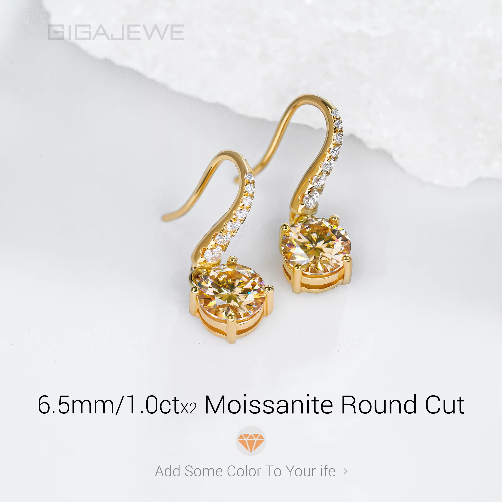 Boucles d'oreilles pendantes GIGAJEWE 2ct Moissanite en argent S925 plaqué or
