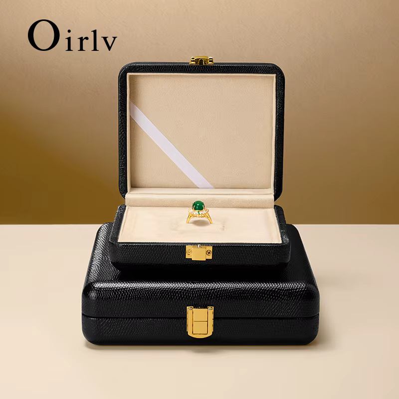 Oirlv – boîtes de rangement pour bijoux noires en cuir PU