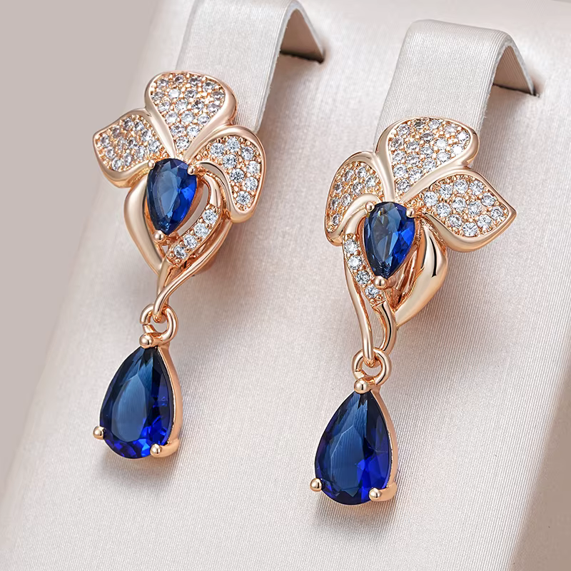 Kinel-Boucles d'oreilles pendantes longues en or rose pour femmes