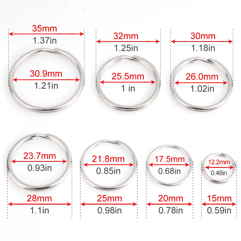 20/50/100 pièces porte-clés 15/20/25/28/30/32/35mm rond ligne plate anneaux fendus porte-clés pour la fabrication de porte-clés résultats de bricolage
