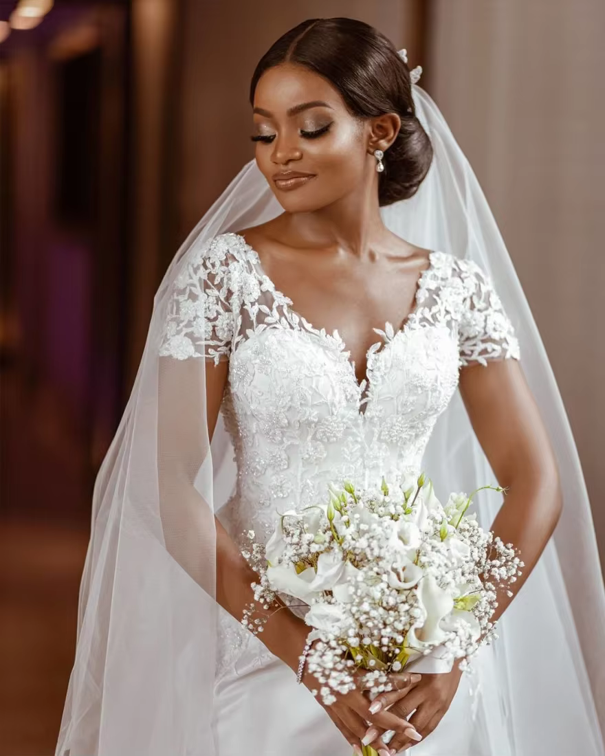 Robe De mariée sirène scintillante en Satin