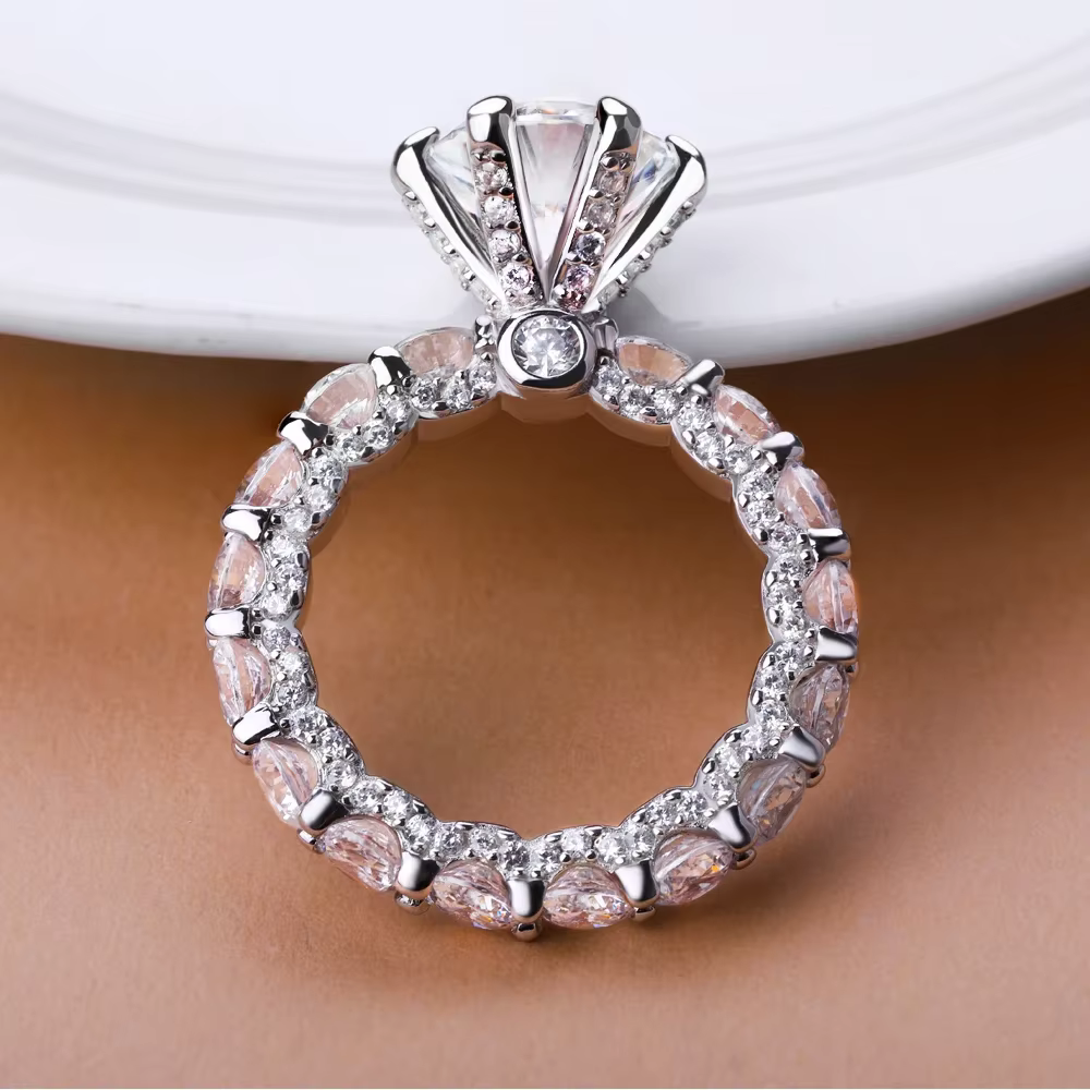 Bagues de fiançailles Moissanite certifiées GRA 4CT pour femmes