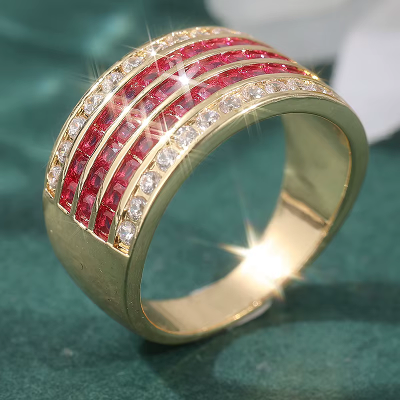 Bague en Zircon synthétique Vintage à 5 rangées