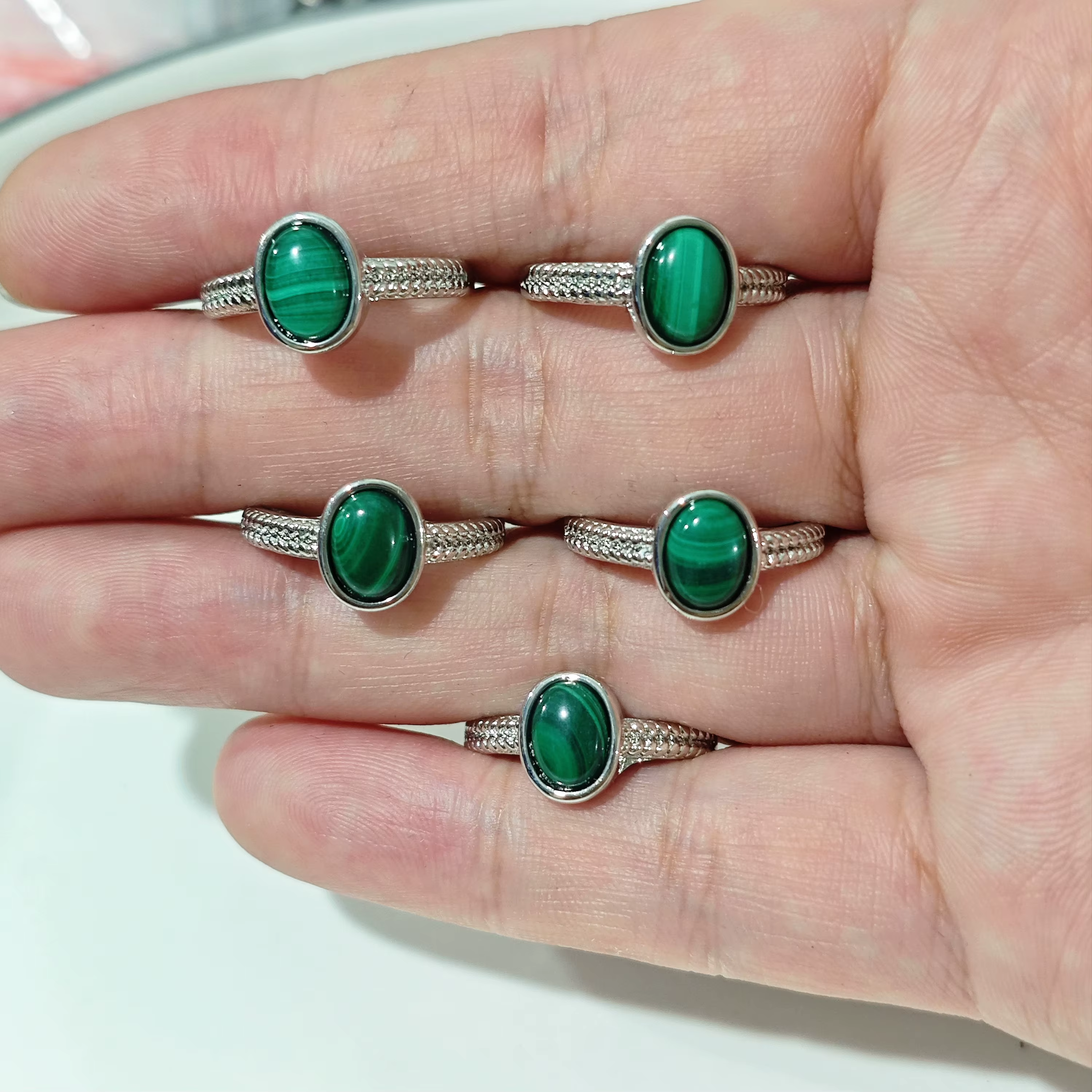 MM – bague en Malachite naturelle