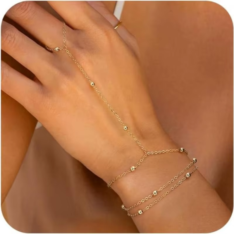 Bague chaîne à main pour femmes