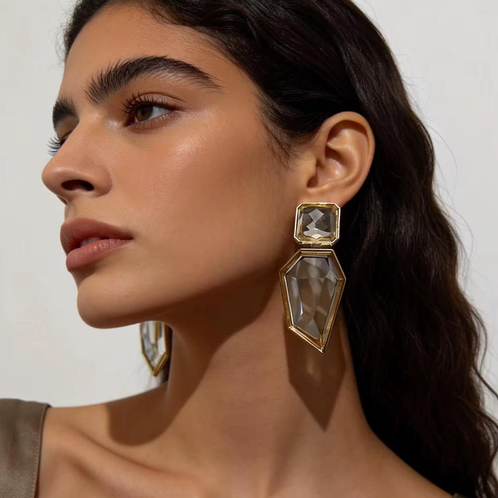 Boucles d'oreilles pendantes géométriques en acrylique