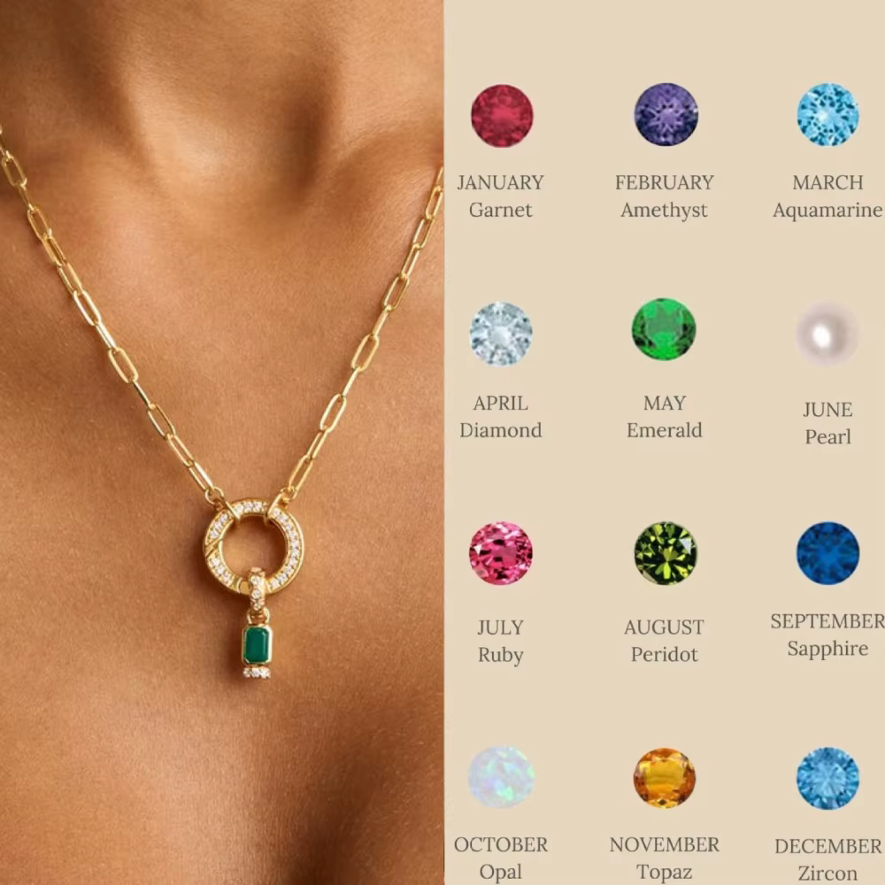 Collier pendentif en pierre de date de naissance de 12 mois pour femmes