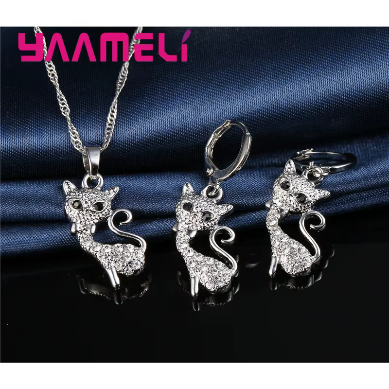 Ensemble de bijoux en argent 925 pour femmes et filles