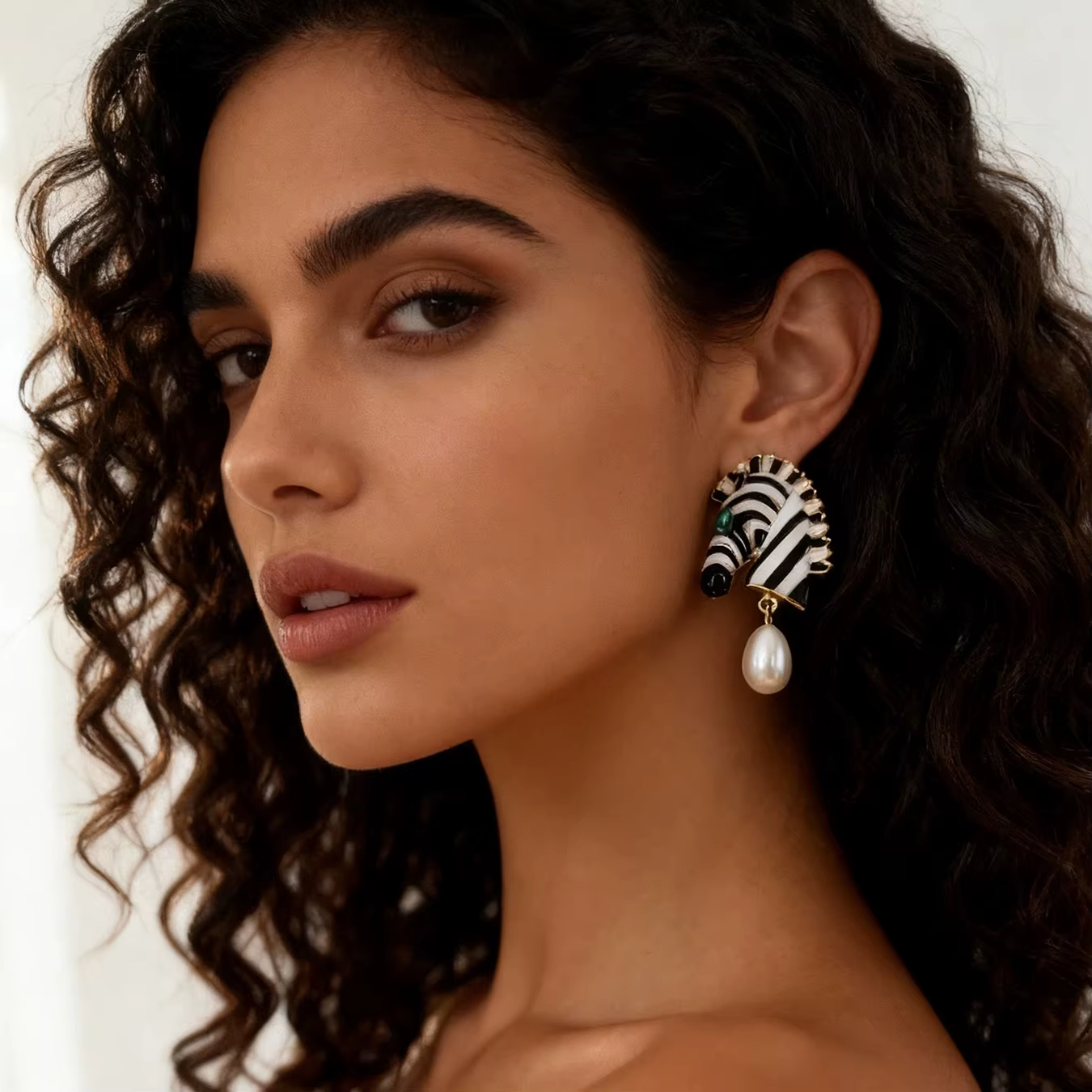 Boucles d'oreilles Vintage en perles simulées pour femmes, boucles d'oreilles zèbre en métal, pendantes, bijoux de déclaration d'animaux, cadeaux