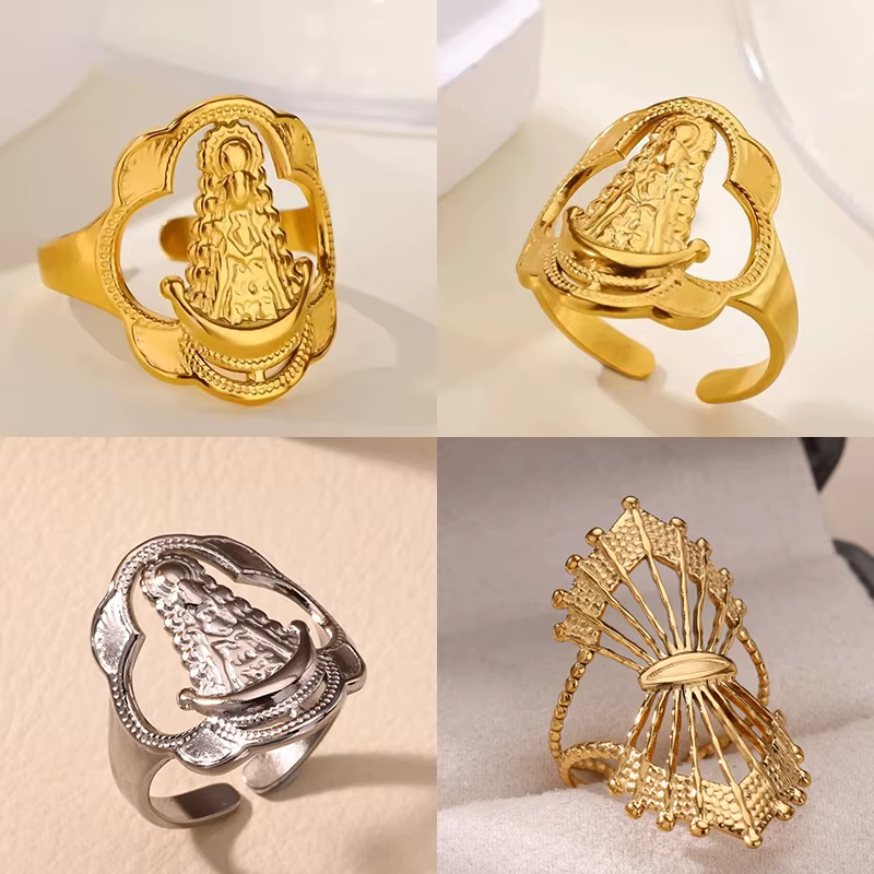 Bague ouverte Vintage vierge marie pour femmes