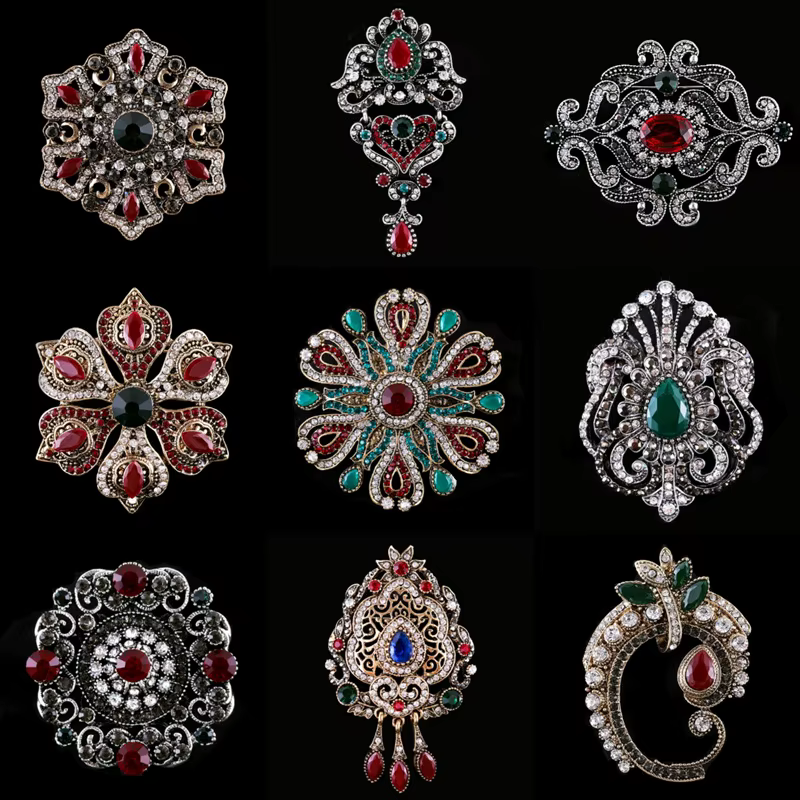 Style Baroque Vintage femmes hommes mode cristal broches