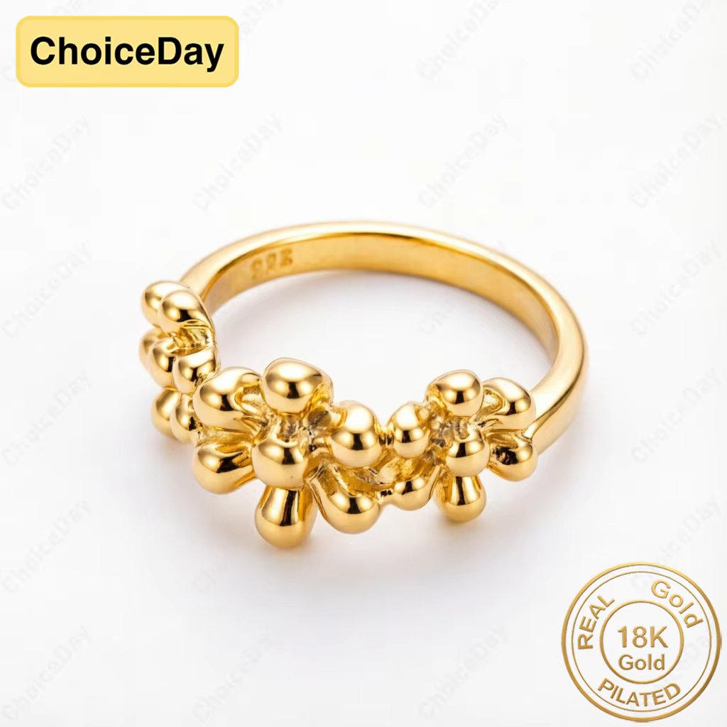 Charmant bijou plaqué or 18 carats # 8 bagues brillantes à 3 fleurs pour femmes