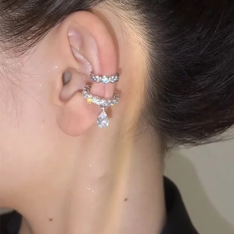Boucles d'oreilles à Clip en perles de zircone pour femmes