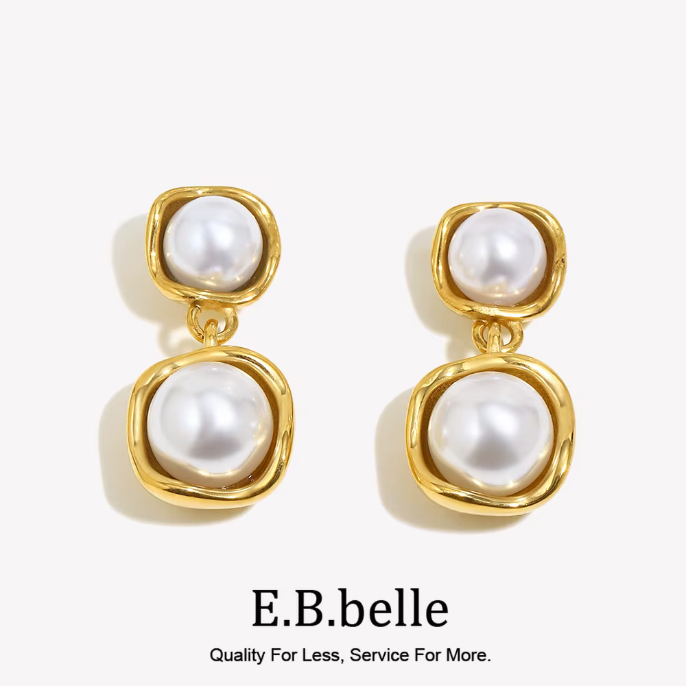 E.B.belle-Boucle d'oreille perle ronde exquise pour femme