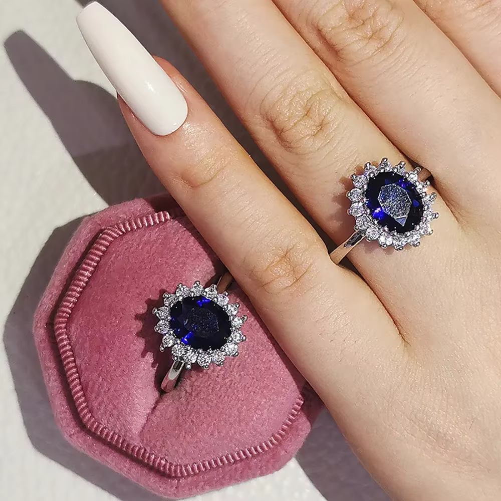 Bague de fiançailles en argent et saphir Carat