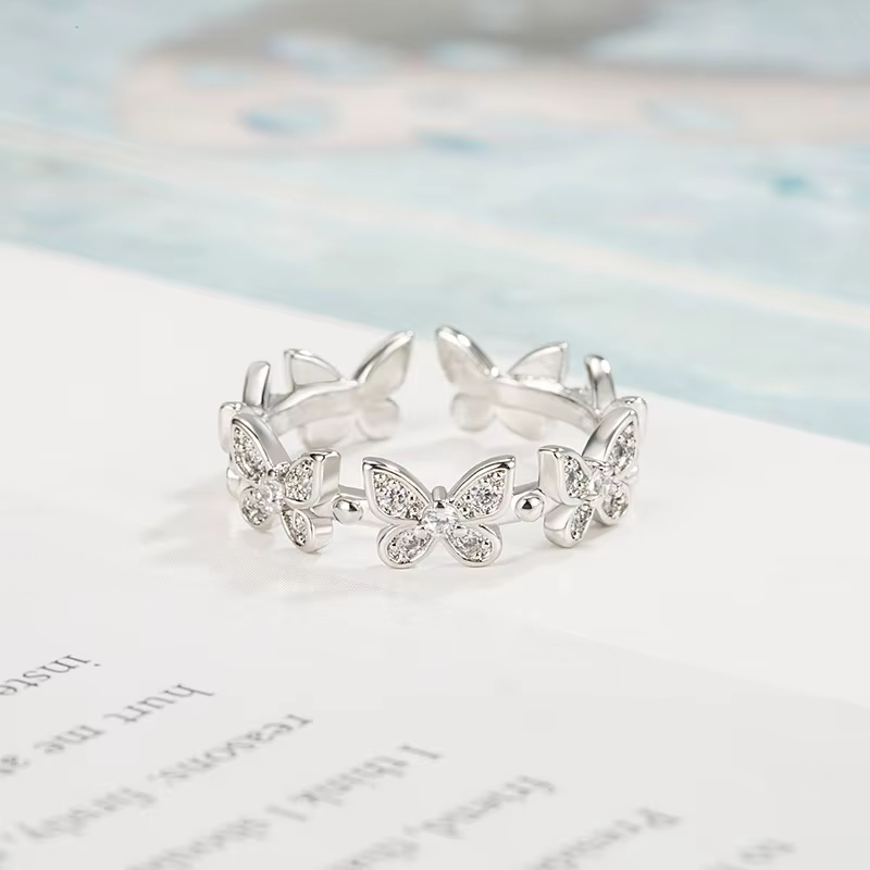 Bague papillon en argent regardé 925 pour femme