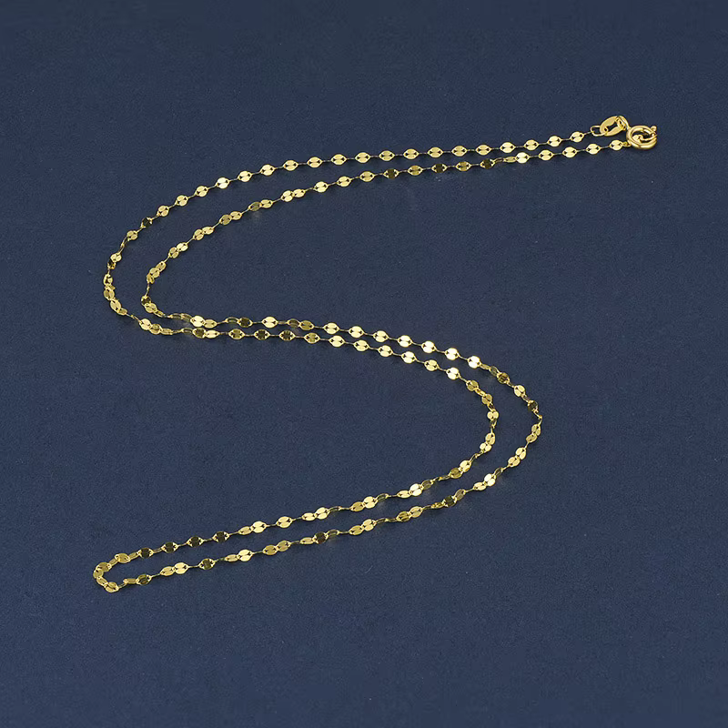 Chaîne double à maillons en or massif 18 carats Au750, 18 pouces, collier délicat et scintillant, 0,43g / 1g, bijoux fins en or véritable pour superposition