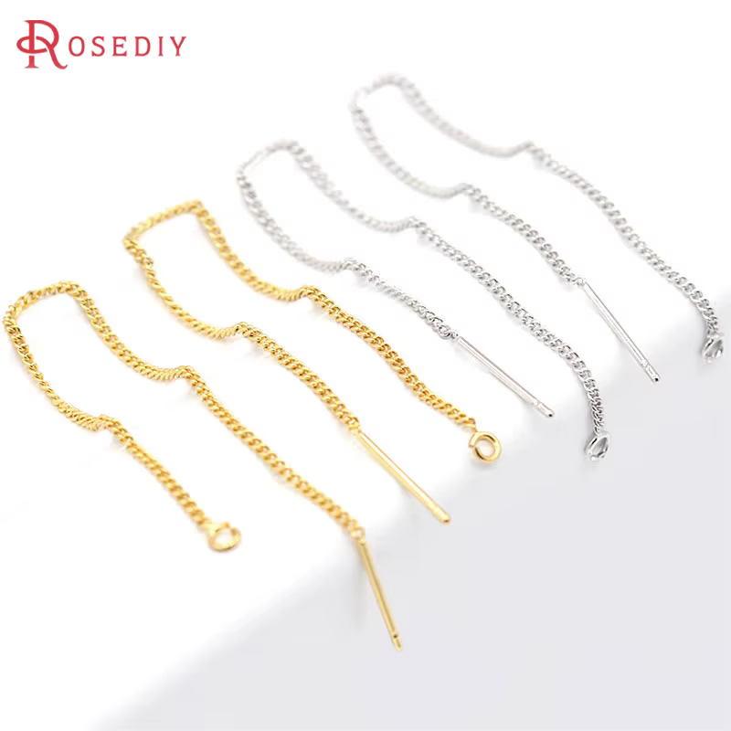 Boucles d'oreilles pendantes à chaîne à pampilles couleur or 18 carats pour femme