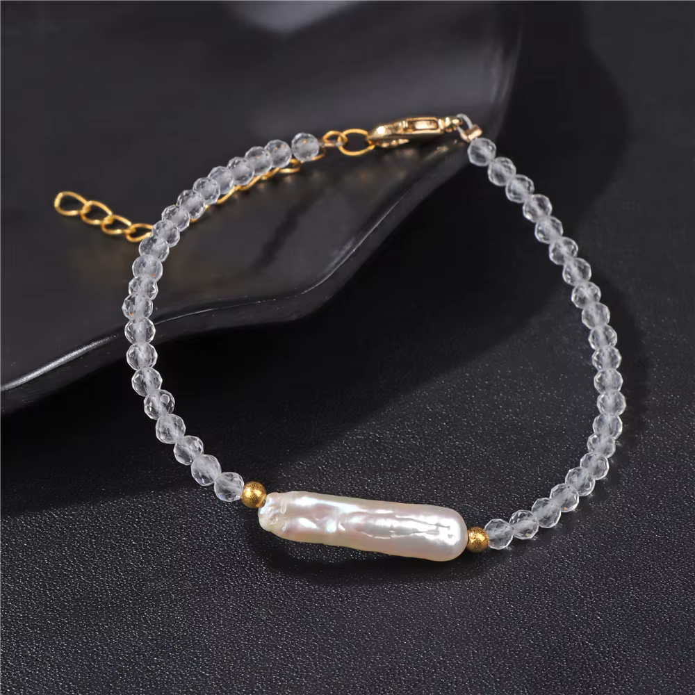Bracelet à breloques en perles à facettes pour femmes