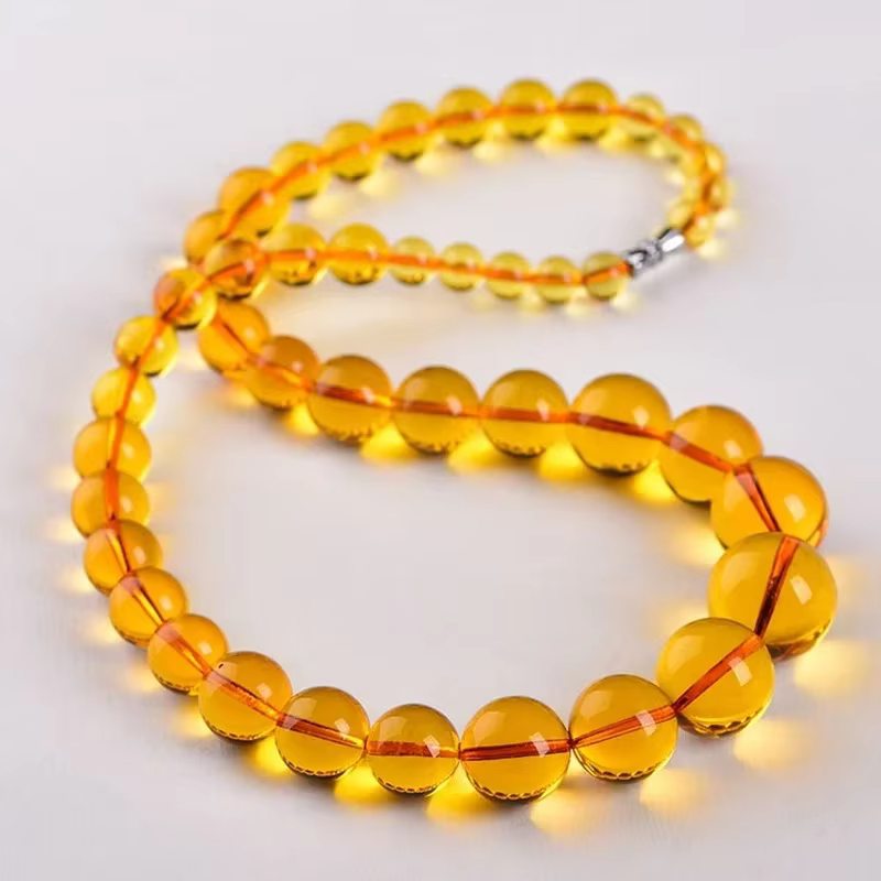 Collier de perles d'ambre pur baltique naturel pour femmes