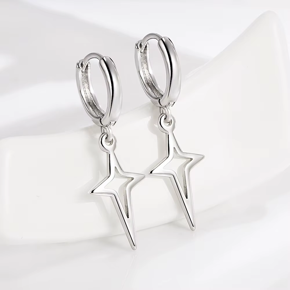 Boucles d'oreilles étoile exquises en argent Sterling 925/noir