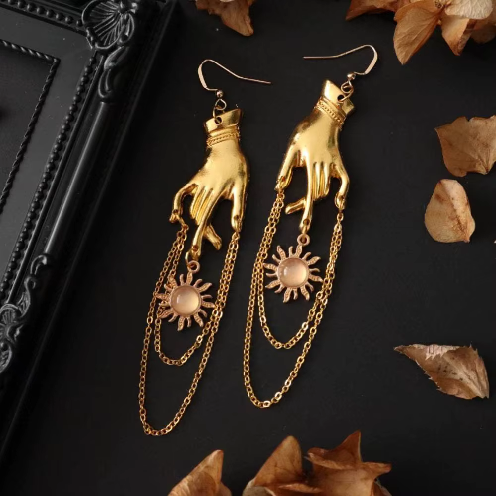 Boucles d'oreilles gothiques Hip Hop couleur or pour femmes