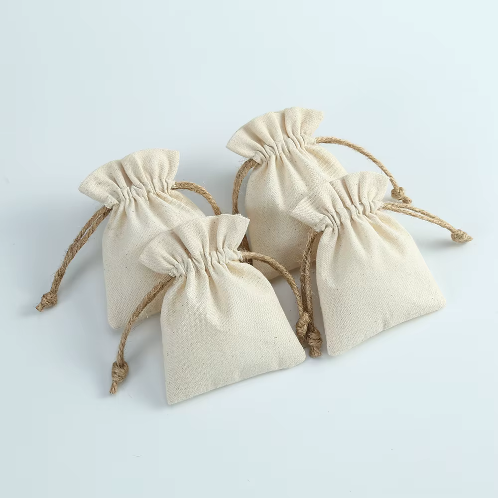 Sacs à bijoux en coton naturel