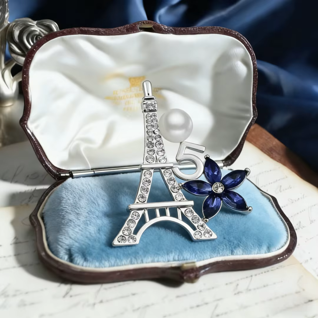 Broche de luxe baroque Belle Époque en fer forgé à motif floral pour hommes et femmes