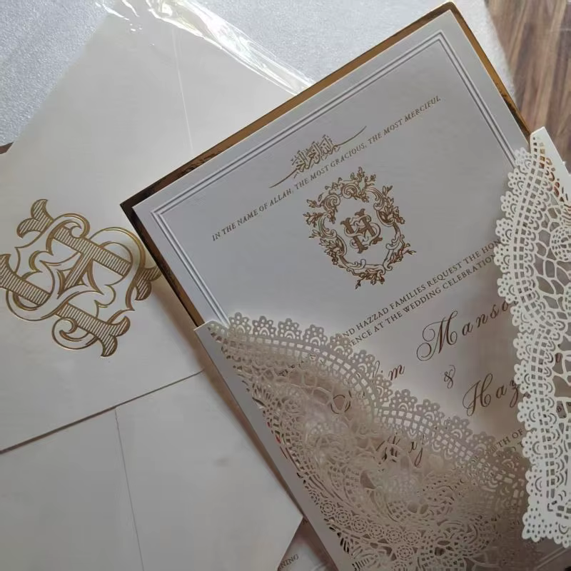 Cartes d'invitation de mariage personnalisées en relief et en creux