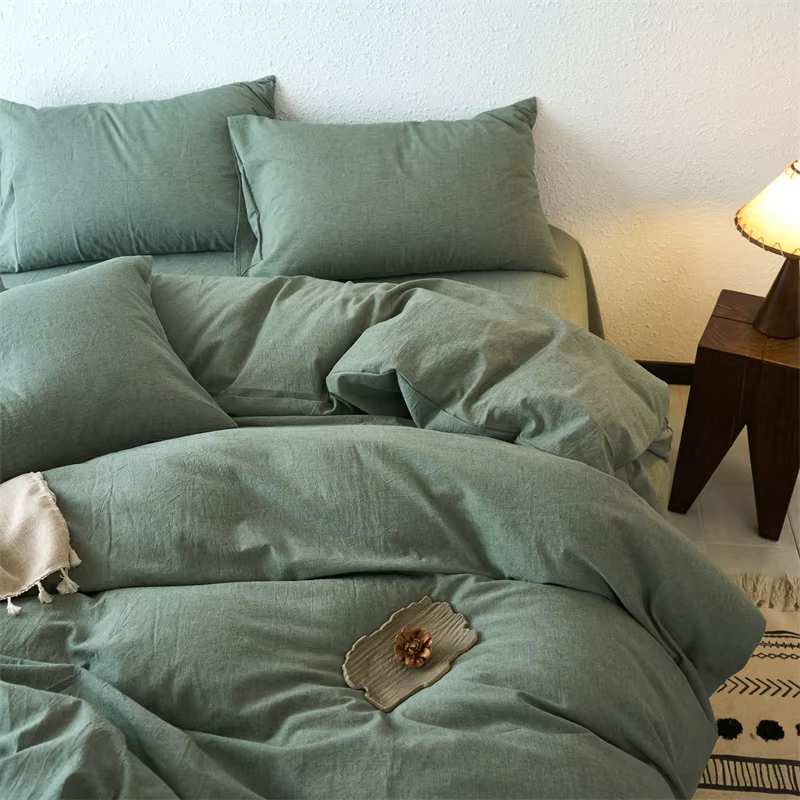 Ensemble de housse de couette en pur coton lavé