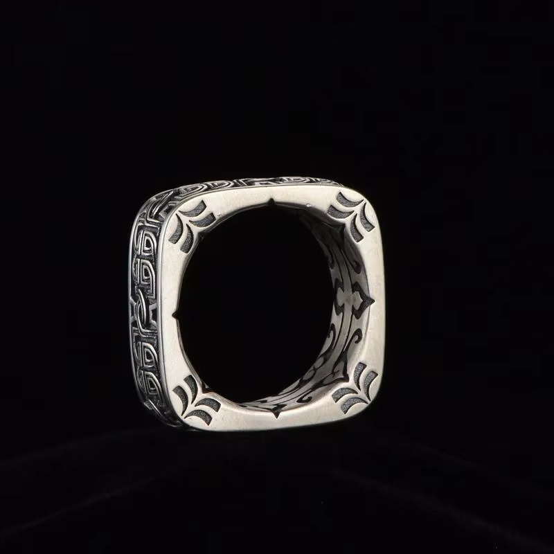 HX – bague couleur argent pour hommes