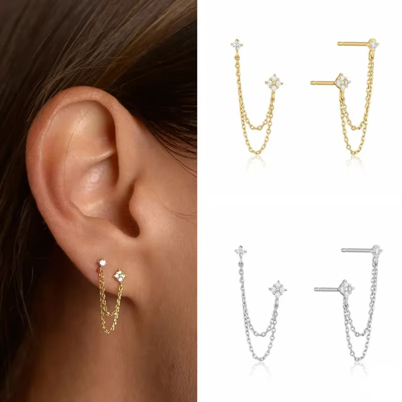 Boucles d'oreilles coréennes en argent Sterling 925 pour femmes et filles, bijoux à pampilles en cristal, à la mode, cadeau de fête de mariage